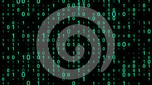 Technology matrix background. Cyber security with falling number on screen. Binary code. Digital system. Decoding data. Hacked