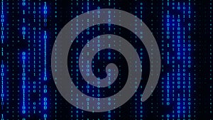 Technology matrix background. Cyber security with falling number on screen. Binary code. Digital system. Decoding data. Hacked