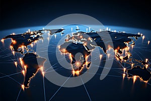 Technology meets the world with a global network connection backdrop