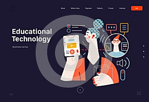 Technology Memphis illustration. Creative landing web page template