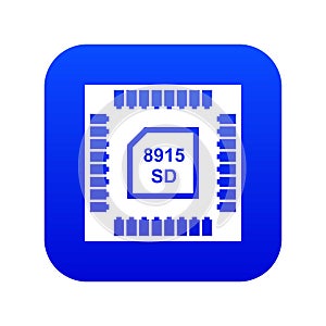 Technology microchip icon blue vector