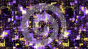 Technology mosaic texture. Motion. Colorful pixelated pattern with lines of code.