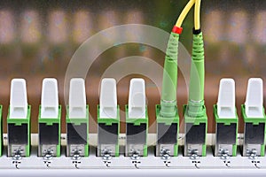 Technology network center with fiber optic equipment patch cords