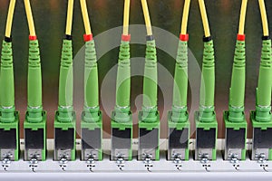 Technology network center with fiber optic equipment patch cords