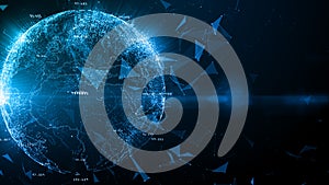 Technology Network Data Connection, Digital Network and Cyber Security Concept, Global network 5g high-speed connection background