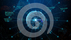 Technology Network Data Connection, Digital Data Network, and Cyber Security, Futuristic Global Network Connection, Abstract