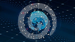 Technology Network Data with Icons Connection, Digital dataNetwork and Cyber Security Background Concept
