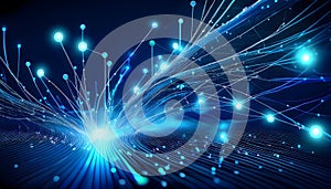 Technology Network Digital Data Flow Artificial Intelligence data analytics processing abstract visualization concept background