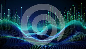 Technology Network Digital Data Flow Artificial Intelligence data analytics processing abstract visualization concept background
