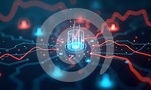 Technology Network Digital Data Flow Artificial Intelligence data analytics processing abstract visualization concept background