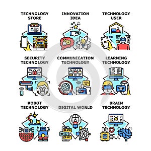 Technology network tech set icon vector illustration