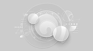 Technology networking with blank circle. Banner template digital communication clean white style. Abstract background automation