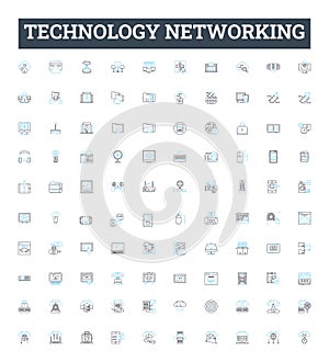 Technology networking vector line icons set. Networking, Technology, LAN, WAN, TCP, IP, Wi-Fi illustration outline