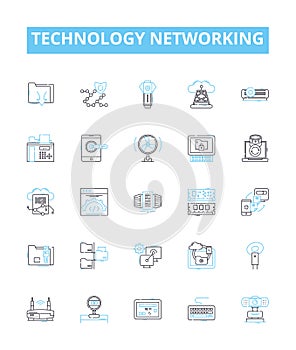 Technology networking vector line icons set. Networking, Technology, LAN, WAN, TCP, IP, Wi-Fi illustration outline