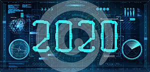 Technology 2020 New Year concept in futuristic style HUD