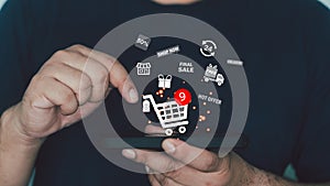 The technology of online retail business. Service of internet payment channel, online retail shopping. E-commerce marketing