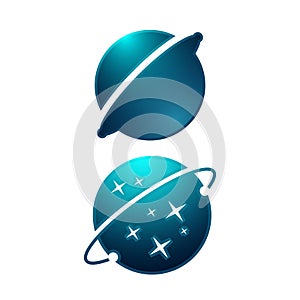 Technology orbit web rings logo design. Vector circle ring logo design