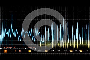 Oscilloscope waveform on its screen. Generative AI