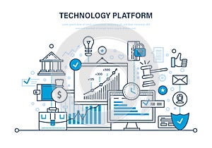 Technology platform. Cloud storage, network. Business, financial and innovative platform. photo