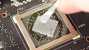 Technology of replacing thermo paste on the CPU theme. Upgrade of computer components. Service for the repair and replacement of t