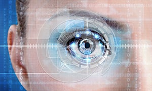 Technology scan female eye for security or identification