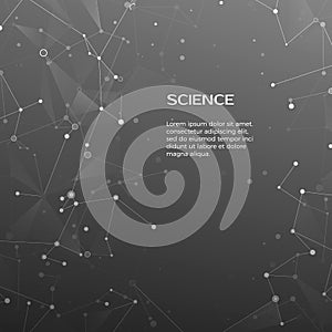 Technology and science background. Polygonal background. Abstract web and nodes. Plexus atom structure. Vector