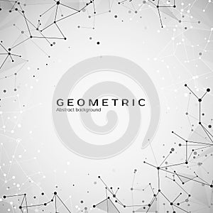 Technology and science background. Polygonal background. Abstract web and nodes. Plexus atom structure. Vector