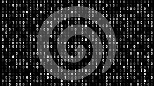 Technology science binary digits on black backdrop texture of technology background for programming code, encryption, and cyber
