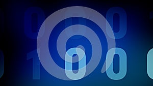 Binary numbers on blue technology background, digital communication, and cyber security in world of binary system and computer