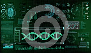 Technology science concept DNA futuristic on monitor background.