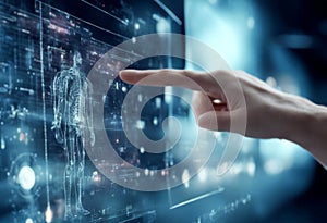 technology screen artificial learning presentation intelligence machine touching scientist algorithm person science