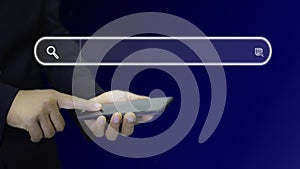 Technology Search Engine Optimization Concept . Businessman click Internet Data Search  Engine. Internet browsing Information