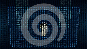 Technology security with padlock concept. Data protected by digital pad lock, electronic key. Data security, software