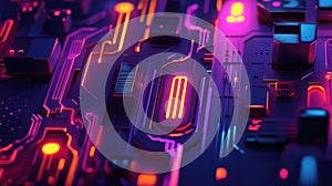 technology shifting glowing circuitry