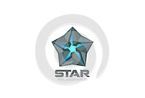 Technology Star Logo abstract design vector. Hi-te