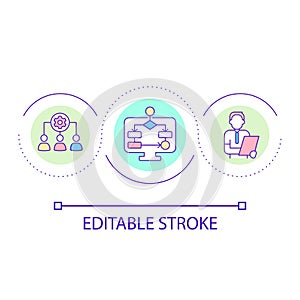 Technology in teamwork loop concept icon