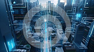 Technology or tech data, network internet connect concept abstract background. Generative ai