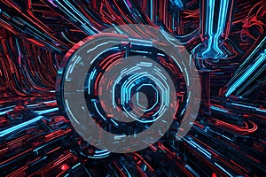 Technology-themed abstract background with blue and red lines creating a high-end, futuristic design. Ideal for a tech-focused photo