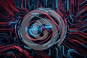Technology-themed abstract background with blue and red lines creating a high-end, futuristic design. Ideal for a tech-focused photo