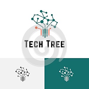 Technology Tree Smart Science Brain Circuit Modern Logo