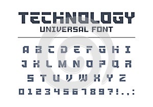 Technology universal font type. Strong, sport, futuristic, future techno alphabet