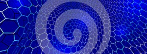 Technology vector abstract background with hexagons mesh, 3D abstraction of nanotechnology and science, electronics and digital