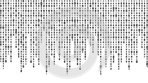 Technology vector binary code. Random falling digits on screen. Hacked software. Matrix sciense background. Big data analytics