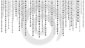 Technology vector binary code. Random falling digits on screen. Hacked software. Matrix sciense background. Big data analytics