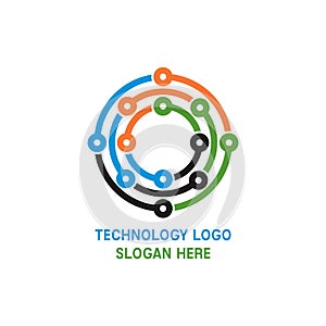 Technology - vector logo template for corporate identity. Network, internet tech concept illustration. Circle