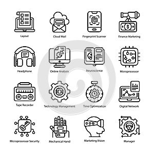 Technology vector outline Icon Design illustration. Technology Symbol on White background EPS 10 File set 3