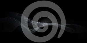 Vector abstract motion, smooth, soft wave line pattern and dot particle. Curve and fluid shape on black background