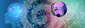 Technology web glob background.artificial intelligence virtual concept. world network  technology communication background.