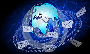 Technology web glob background. e-mail concept. world network  technology communication background.