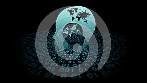 Technology world binary web background. Abstract Artificial intelligence. world network  technology communication background.